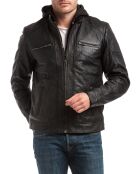 Veste en Cuir Leif noire