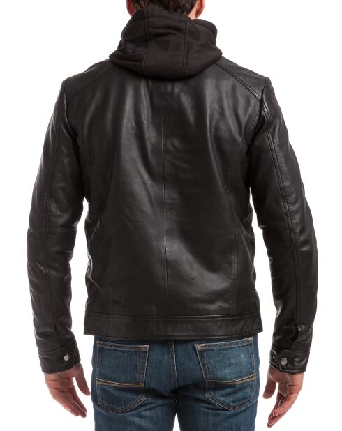 Veste en Cuir Leif noire