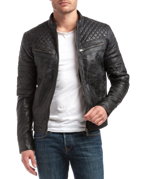 Blouson en Cuir Marcus noir vintage