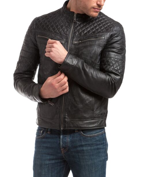 Blouson en Cuir Marcus noir vintage