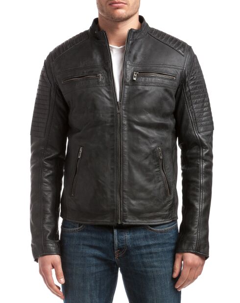 Veste en Cuir Neil noire