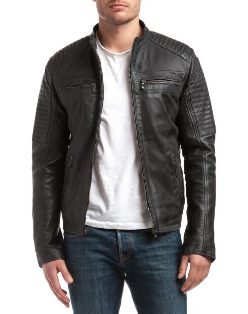 Veste en Cuir Neil noire