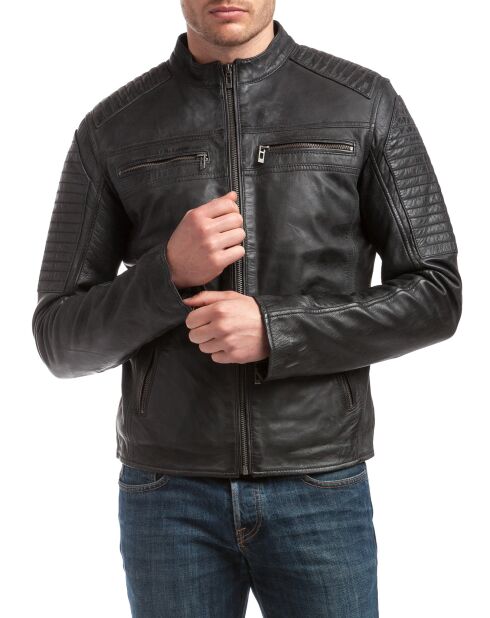 Veste en Cuir Neil noire