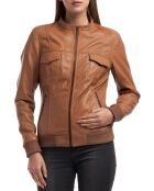 Veste en Cuir Olive cognac