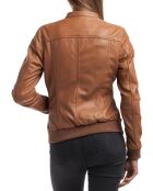 Veste en Cuir Olive cognac