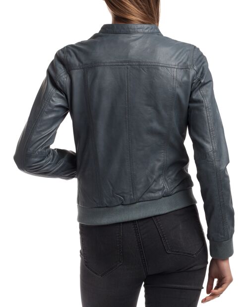 Veste en Cuir Olive grise