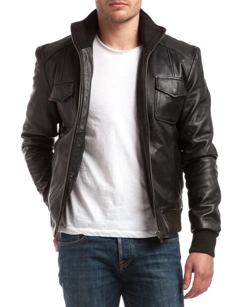 Veste en Cuir Simon noire