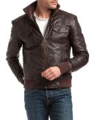 Veste en Cuir Simon marron