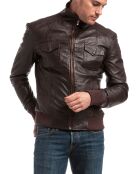 Veste en Cuir Simon marron