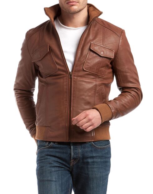 Veste en Cuir Simon cognac