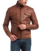 Veste en Cuir Simon cognac