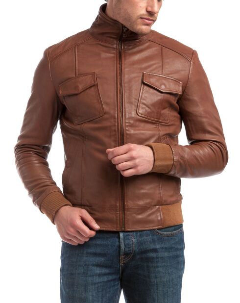 Veste en Cuir Simon cognac