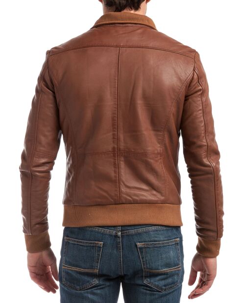 Veste en Cuir Simon cognac