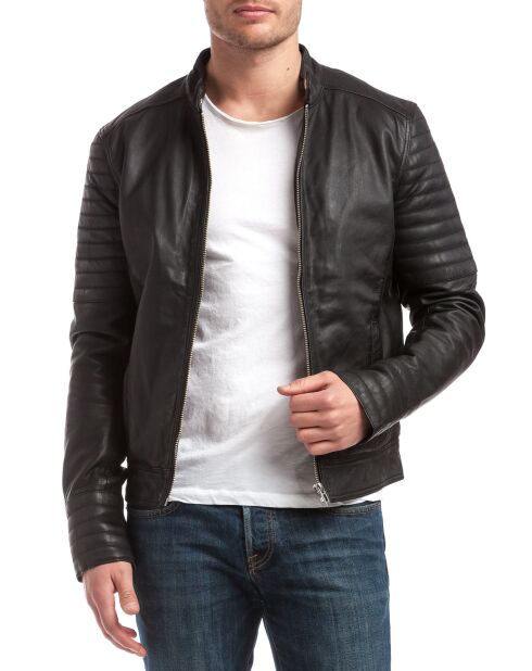 Blouson en Cuir Tristan noir