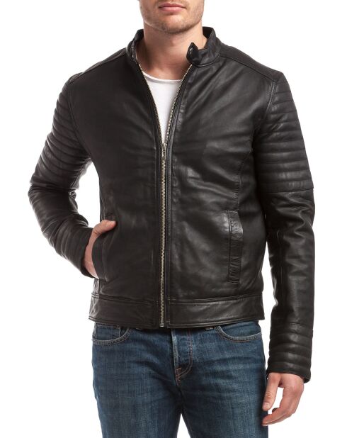 Blouson en Cuir Tristan noir