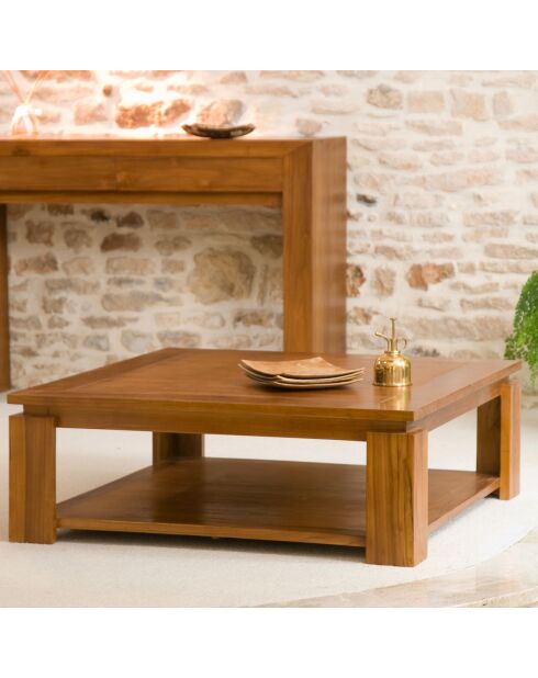 Table basse avec sous plateau miel - D.90xH.32 cm