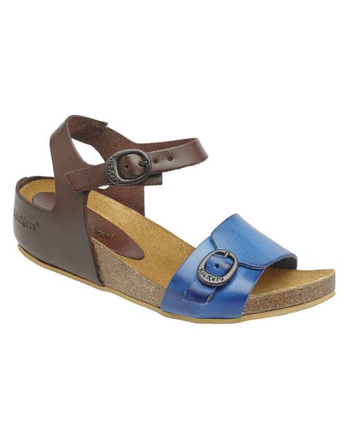 Sandales en Cuir Bombom bleu/marron