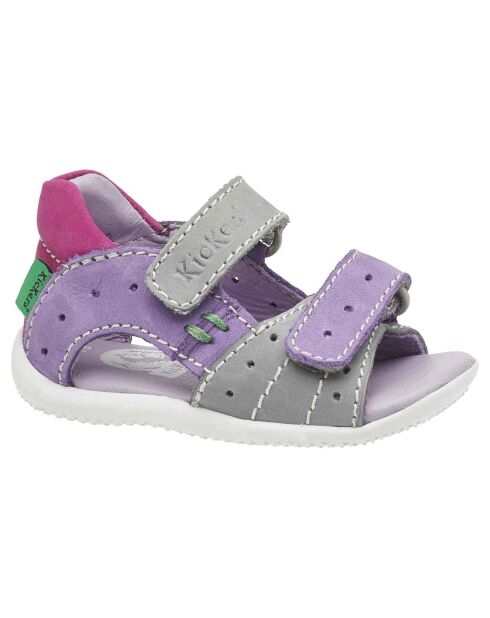 Sandales en Velours de Cuir Boping gris/violet/fuchsia