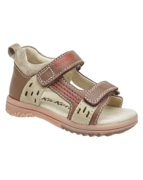 Sandales en Cuir Plazabi marron fonce/beige