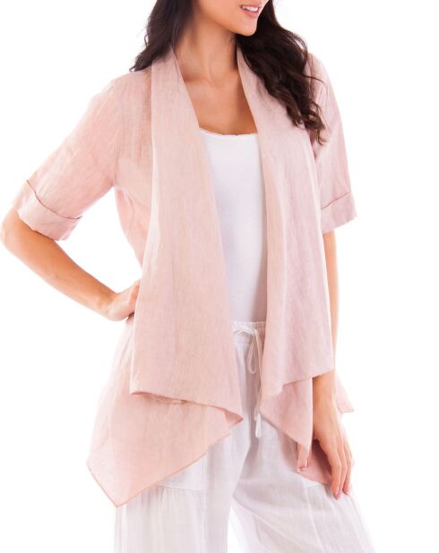 Gilet 100% Lin Laurence rose
