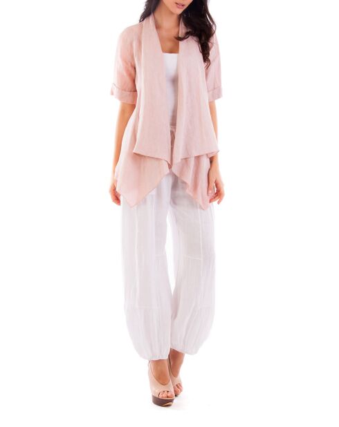 Gilet 100% Lin Laurence rose