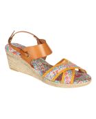 Sandales compensées en Toile & Cuir Talma multicolore Talon 7cm