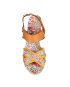 Sandales compensées en Toile & Cuir Talma multicolore Talon 7cm