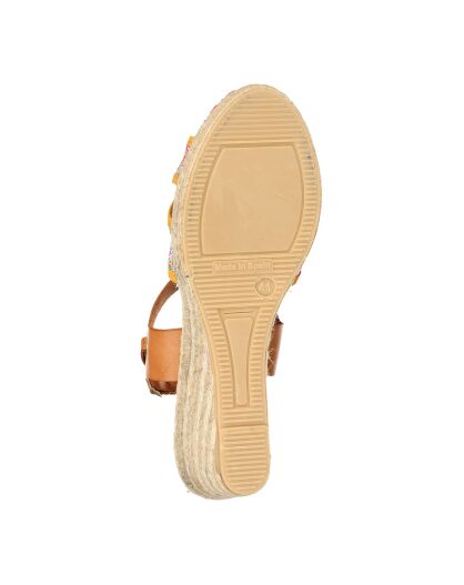 Sandales compensées en Toile & Cuir Talma multicolore Talon 7cm