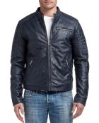 Veste en Cuir Manuel bleu marine
