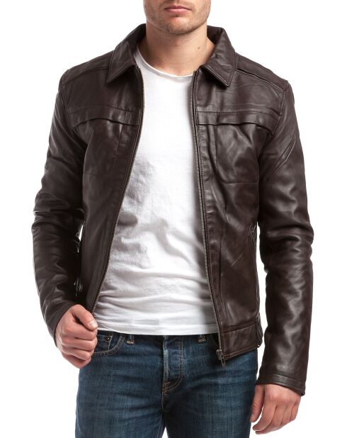 Veste en Cuir Carlo marron