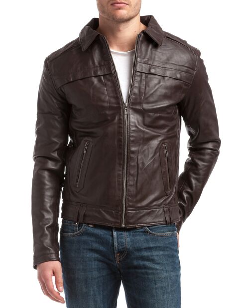 Veste en Cuir Carlo marron