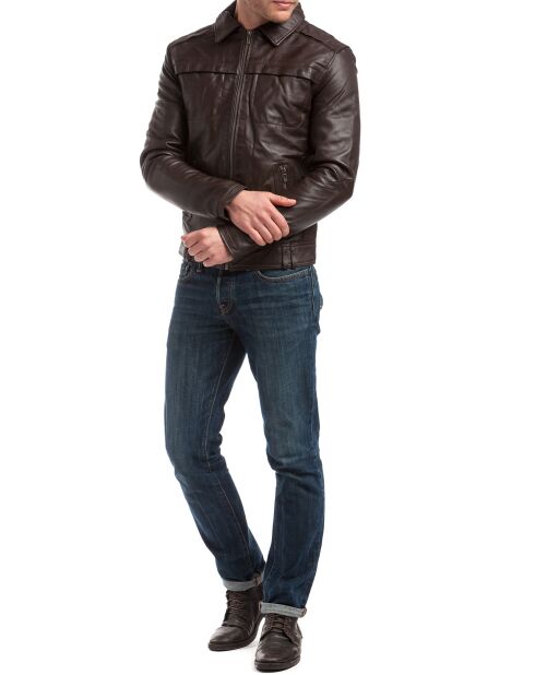 Veste en Cuir Carlo marron