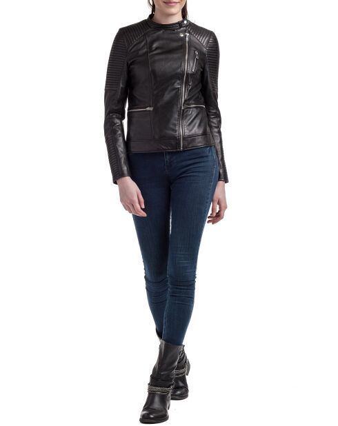 Veste en Cuir Leonie noire