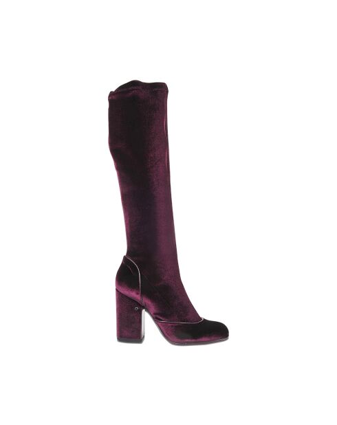 Bottes en Velours Magnolia bordeaux - Talon 10 cm