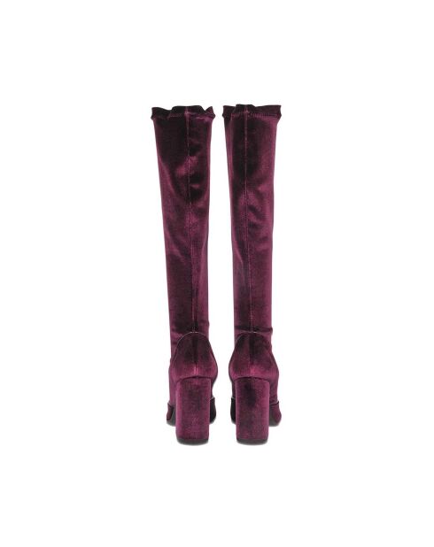 Bottes en Velours Magnolia bordeaux - Talon 10 cm
