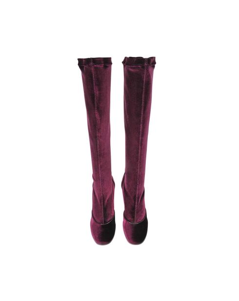 Bottes en Velours Magnolia bordeaux - Talon 10 cm