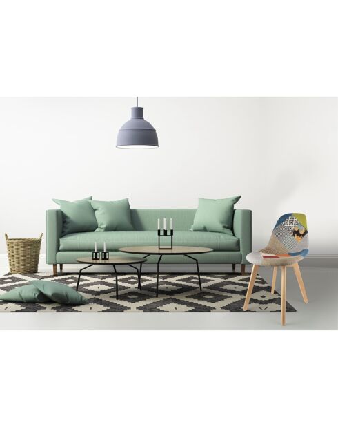 4 Chaises Scandinave patchwork multicolores - 47x54x87 cm