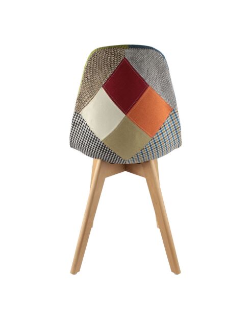 4 Chaises Scandinave patchwork multicolores - 47x54x87 cm