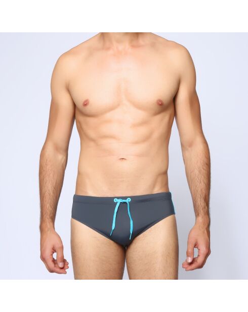 Leonardo Badeslip mit kontrastfarbenem Logo, Anthrazitgrau