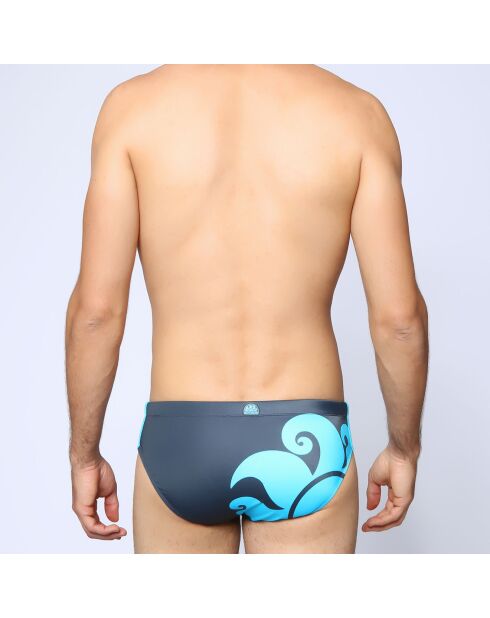 Leonardo Badeslip mit kontrastfarbenem Logo, Anthrazitgrau