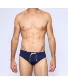 Slip de Bain Léonardo logo contrastant bleu marine