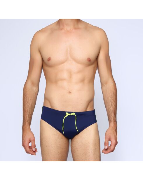 Braguitas de baño Leonardo con logo azul marino en contraste