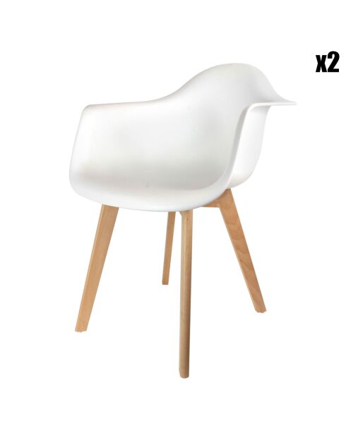 2 Fauteuils Scandinave blancs - 62.8x59.8x85.3 cm