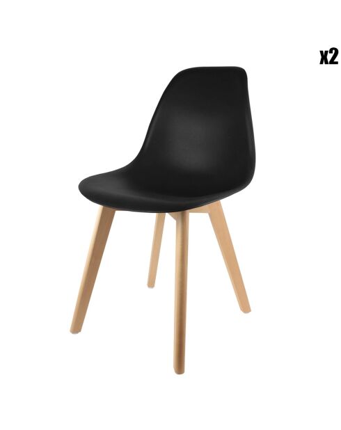 2 Chaises coque scandinaves noires - 46x52x86.5 cm