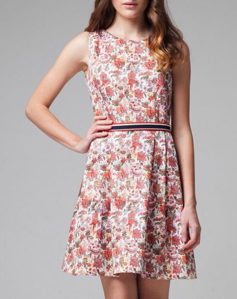 Robe imprimée sans manches multicolore