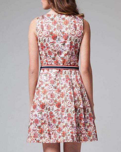 Robe imprimée sans manches multicolore