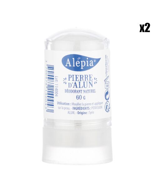 2 Pierres d'Alun Déodorant Naturel - 2x60 gr
