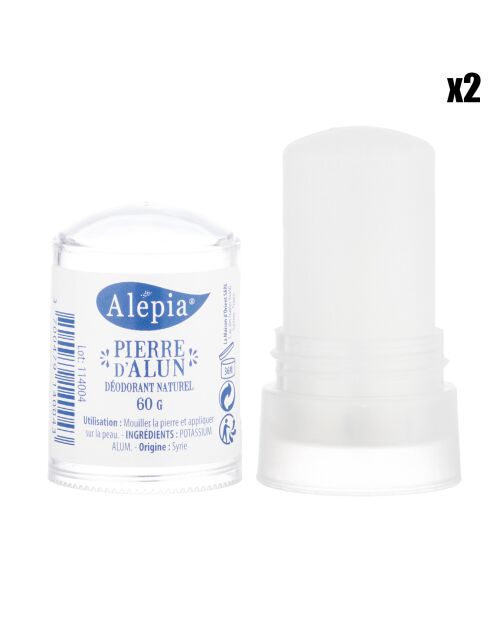 2 Pierres d'Alun Déodorant Naturel - 2x60 gr