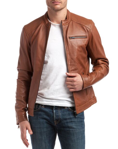 Veste en Cuir Alban cognac