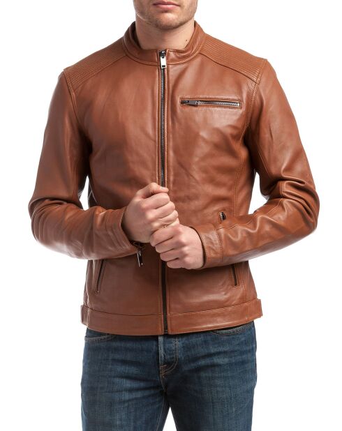 Veste en Cuir Alban cognac